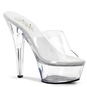 Pleaser Kiss 201 Clear Platform Stiletto Heels Women's 7